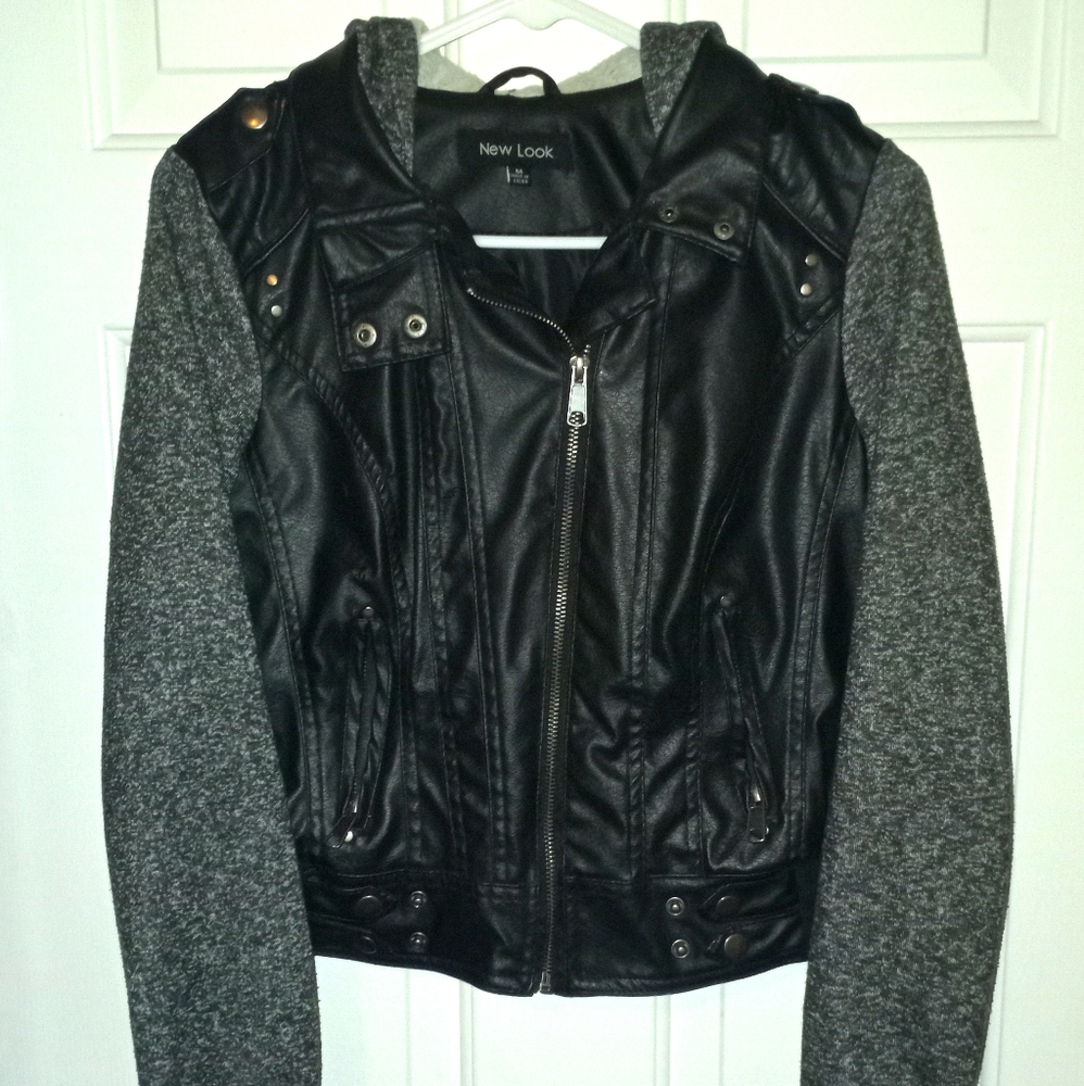New Look leather jacket with hood